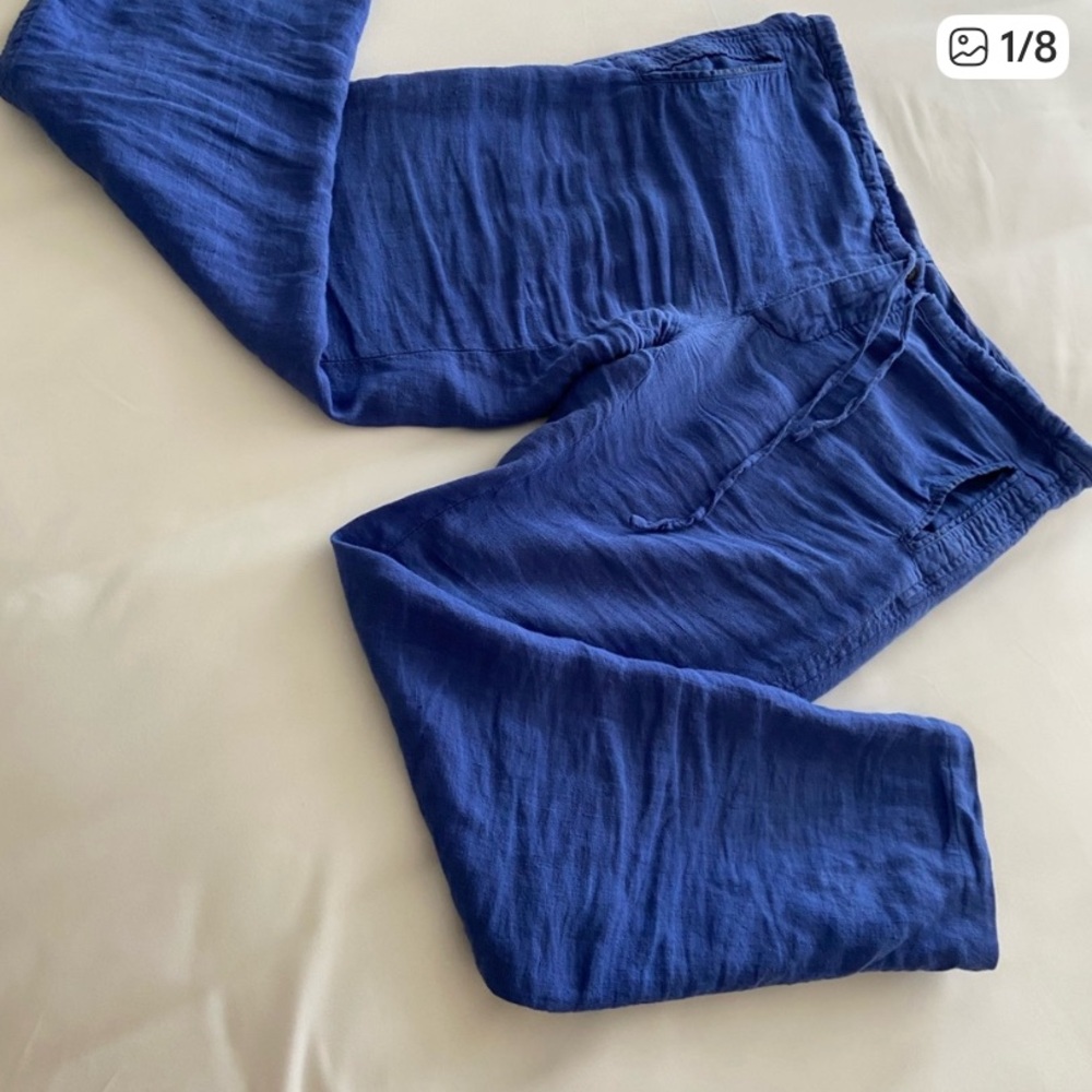 BRINE BLUE LINEN PANTS